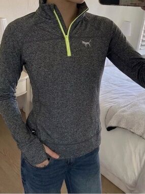Victoria's Secret PINK Heather Gray and Black Pullover